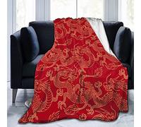 Flannel Throw Blanket 50"x40" Soft Fluffy Fleece Blanket Throw Chinese Dragons Pattern Warm and Cozy Cover Blanket Versatile Flannel Blanket Throw for Bed Couch Sofa Office Chairs, Bedroom 100x130cm