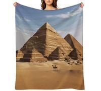 Flannel Throw Blanket 50"x60" - Ultra Soft Plush Blankets for Couch, Bed, Camping - Lightweight Ancient Egypt Pyramid Blanket for Women, Men, Gift, Machine Washable