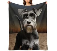 Flannel Throw Blanket 50"x60" - Ultra Soft Plush Blankets for Couch, Bed, Camping - Lightweight Animal Schnauzer Dog Blanket for Women, Men, Gift, Machine Washable