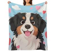 Flannel Throw Blanket 50"x60" - Ultra Soft Plush Blankets for Couch, Bed, Camping - Lightweight Bernese Dog Hearts Blanket for Women, Men, Gift, Machine Washable