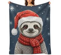 Flannel Throw Blanket 50"x60" - Ultra Soft Plush Blankets for Couch, Bed, Camping - Lightweight Christmas Sloth Blanket for Women, Men, Gift, Machine Washable
