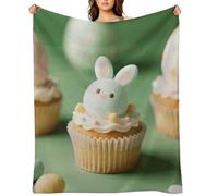 Flannel Throw Blanket 50"x60" - Ultra Soft Plush Blankets for Couch, Bed, Camping - Lightweight Paper Cupcake Easter Egg Blanket for Women, Men, Gift, Machine Washable