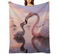 Flannel Throw Blanket 50"x60" - Ultra Soft Plush Blankets for Couch, Bed, Camping - Lightweight Pretty Sunset Pink Flamingo Blanket for Women, Men, Gift, Machine Washable