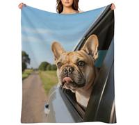 Flannel Throw Blanket 50"x60" - Ultra Soft Plush Blankets for Couch, Bed, Camping - Lightweight Puppy Dog Boston Terrier Blanket for Women, Men, Gift, Machine Washable