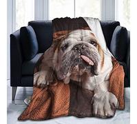 Flannel Throw Blanket 60"x50" Soft Fluffy Fleece Blanket Throw English Bulldog Dog Brown Couch Warm and Cozy Cover Blanket Flannel Blanket Throw for Bed Couch Sofa Office Chairs, Bedroom 130x150cm