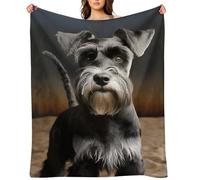 Flannel Throw Blanket 60"x80" - Ultra Soft Plush Blankets for Couch, Bed, Camping - Lightweight Animal Schnauzer Dog Blanket for Women, Men, Gift, Machine Washable
