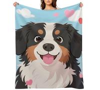 Flannel Throw Blanket 60"x80" - Ultra Soft Plush Blankets for Couch, Bed, Camping - Lightweight Bernese Dog Hearts Blanket for Women, Men, Gift, Machine Washable