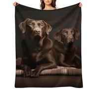 Flannel Throw Blanket 60"x80" - Ultra Soft Plush Blankets for Couch, Bed, Camping - Lightweight Brown Labrador Retriever Blanket for Women, Men, Gift, Machine Washable