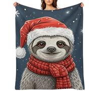Flannel Throw Blanket 60"x80" - Ultra Soft Plush Blankets for Couch, Bed, Camping - Lightweight Christmas Sloth Blanket for Women, Men, Gift, Machine Washable