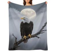 Flannel Throw Blanket 60"x80" - Ultra Soft Plush Blankets for Couch, Bed, Camping - Lightweight Eagle Full Moon Blanket for Women, Men, Gift, Machine Washable