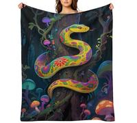 Flannel Throw Blanket 60"x80" - Ultra Soft Plush Blankets for Couch, Bed, Camping - Lightweight Exquisite Snake Blanket for Women, Men, Gift, Machine Washable