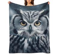 Flannel Throw Blanket 60"x80" - Ultra Soft Plush Blankets for Couch, Bed, Camping - Lightweight Grey and White Owl Blanket for Women, Men, Gift, Machine Washable