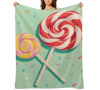 Flannel Throw Blanket 60"x80" - Ultra Soft Plush Blankets for Couch, Bed, Camping - Lightweight Lollipop Blanket for Women, Men, Gift, Machine Washable