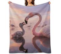 Flannel Throw Blanket 60"x80" - Ultra Soft Plush Blankets for Couch, Bed, Camping - Lightweight Pretty Sunset Pink Flamingo Blanket for Women, Men, Gift, Machine Washable