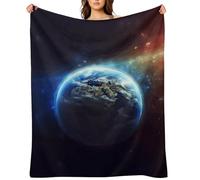 Flannel Throw Blanket 60"x80" - Ultra Soft Plush Blankets for Couch, Bed, Camping - Lightweight Space Star Earth Blanket for Women, Men, Gift, Machine Washable