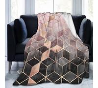 Flannel Throw Blanket 80"x60" Soft Fluffy Fleece Blanket Throw Rose Gold Geometric Pattern Warm and Cozy Cover Blanket Flannel Blanket Throw for Bed Couch Sofa Office Chairs, Bedroom 150x200cm
