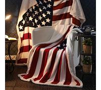 Flannel Throw Blanket, American Flag Warm Sofa Blanket Sherpa Soft Cozy Lunch Break TV Blanket for Couch Chair Living Bed Room,150x250cm