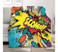 Flannel Throw Blanket Baby size 70x100cm, Trendy Comic Book Creative Patterns Fluffy Sofa Blanket for All Season, Warm Lightweight Blankets for Bed, Colorful Soft Fleece Blankets for Women Mens Kids