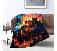 Flannel Throw Blanket ,Colorful at Edinburgh Castle Print Blanket,Extra Warm Cozy FluffyThrow Blanket for Kids Adults Double ,Blanket Gifts 。Size: 130x150cm