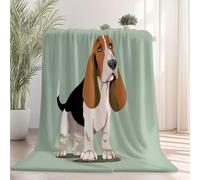 Flannel Throw Blanket, Cute Animal Dog Soft Warm Sherpa Fleece Blanket King Size - Light Green Cozy Autumn Blankets 180 x 220cm for Sofa Bed Couch Camping Bedroom