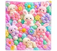 Flannel Throw Blanket Cute Animal Floral Print Bed Sofa Pastel Bunny Rabbit | cute blanket teddy bear blanket bunny dog floral throw blanket soft flannel cozy plush for adults kawaii bed sofa couch gift