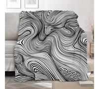 Flannel Throw Blanket Double 150x200cm, Abstract And Dynamic Lines Fluffy Sofa Blanket for All Season, Warm Lightweight Blankets for Bed, Visual Illusion Soft Fleece Blankets for Women Mens Kids