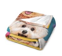 Flannel Throw Blanket for Couch Bed Lightweight Soft Cute Bichon Frise Dog Thick Throw Blanket Super Cozy Warm Blanket for Sofa All Season Use 40"*50" (100 * 130cm)