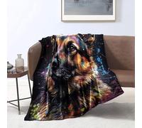Flannel Throw Blanket German shepherd painting 3D Printing Throw Blanket Bed Couch and Sofa All Season Throw Blankets Adult Children 59x78.7 inches Flannel (150x200cm)