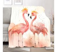 Flannel Throw Blanket Single 130x150cm, Artistic Painting Abstract Flamingo Fluffy Sofa Blanket for All Season, Warm Lightweight Blankets for Bed, Pink Soft Fleece Blankets for Women Mens Kids