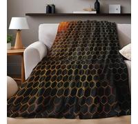 Flannel Throw Blanket Soft Blanket for Bed Sofa Couch Microfiber Blanket Dachshund Abstract honeycomb pattern 130 x 150 cm