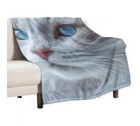 Flannel Throw Blanket - Super Soft Lightweight Throw Blanket Fuzzy Comfy Blue Eyes Cat Flannel Blankets Warm Plush Throw Blankets for Couch Sofa Bed 30"x40"