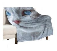 Flannel Throw Blanket - Super Soft Lightweight Throw Blanket Fuzzy Comfy Blue Eyes Cat Flannel Blankets Warm Plush Throw Blankets for Couch Sofa Bed 60"x80"