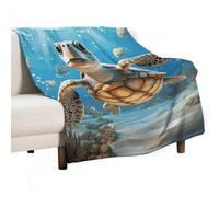 Flannel Throw Blanket - Super Soft Lightweight Throw Blanket Fuzzy Comfy Cartoon Sea Turtle Flannel Blankets Warm Plush Throw Blankets for Couch Sofa Bed 50"x60"