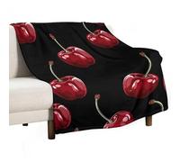 Flannel Throw Blanket - Super Soft Lightweight Throw Blanket Fuzzy Comfy Cherry Cartoon Pattern Flannel Blankets Warm Plush Throw Blankets for Couch Sofa Bed 60"x80"