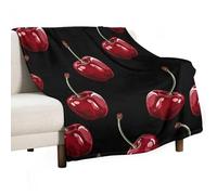 Flannel Throw Blanket - Super Soft Lightweight Throw Blanket Fuzzy Comfy Cherry Cartoon Pattern Flannel Blankets Warm Plush Throw Blankets for Couch Sofa Bed 50"x60"