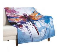 Flannel Throw Blanket - Super Soft Lightweight Throw Blanket Fuzzy Comfy Colorful Abstract Dragonfly Flannel Blankets Warm Plush Throw Blankets for Couch Sofa Bed 40"x50"