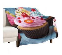 Flannel Throw Blanket - Super Soft Lightweight Throw Blanket Fuzzy Comfy Cupcake Flannel Blankets Warm Plush Throw Blankets for Couch Sofa Bed 30"x40"