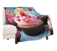 Flannel Throw Blanket - Super Soft Lightweight Throw Blanket Fuzzy Comfy Cupcake Flannel Blankets Warm Plush Throw Blankets for Couch Sofa Bed 50"x60"