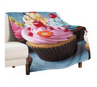Flannel Throw Blanket - Super Soft Lightweight Throw Blanket Fuzzy Comfy Cupcake Flannel Blankets Warm Plush Throw Blankets for Couch Sofa Bed 40"x50"