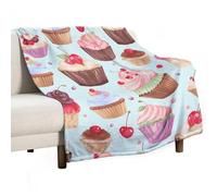 Flannel Throw Blanket - Super Soft Lightweight Throw Blanket Fuzzy Comfy Cupcake Pattern Flannel Blankets Warm Plush Throw Blankets for Couch Sofa Bed 40"x50"