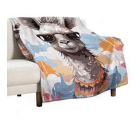 Flannel Throw Blanket - Super Soft Lightweight Throw Blanket Fuzzy Comfy Cute Giraffe with Colors Sunglasses Funny Flannel Blankets Warm Plush Throw Blankets for Couch Sofa Bed 40"x50"