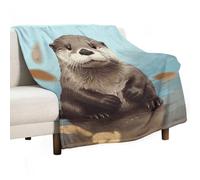 Flannel Throw Blanket - Super Soft Lightweight Throw Blanket Fuzzy Comfy Cute Otter Flannel Blankets Warm Plush Throw Blankets for Couch Sofa Bed 50"x60"