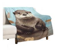 Flannel Throw Blanket - Super Soft Lightweight Throw Blanket Fuzzy Comfy Cute Otter Flannel Blankets Warm Plush Throw Blankets for Couch Sofa Bed 60"x80"
