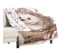 Flannel Throw Blanket - Super Soft Lightweight Throw Blanket Fuzzy Comfy Hedgehog Sitting on Top Flannel Blankets Warm Plush Throw Blankets for Couch Sofa Bed 40"x50"