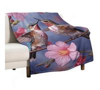 Flannel Throw Blanket - Super Soft Lightweight Throw Blanket Fuzzy Comfy Humming Birds with Pink Flannel Blankets Warm Plush Throw Blankets for Couch Sofa Bed 60"x80"