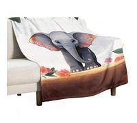 Flannel Throw Blanket - Super Soft Lightweight Throw Blanket Fuzzy Comfy Lucky Elephant Flannel Blankets Warm Plush Throw Blankets for Couch Sofa Bed 40"x50"