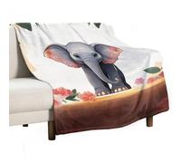 Flannel Throw Blanket - Super Soft Lightweight Throw Blanket Fuzzy Comfy Lucky Elephant Flannel Blankets Warm Plush Throw Blankets for Couch Sofa Bed 50"x60"