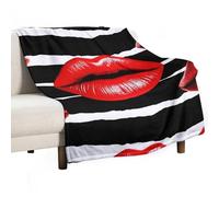 Flannel Throw Blanket - Super Soft Lightweight Throw Blanket Fuzzy Comfy Red Lips Kiss Flannel Blankets Warm Plush Throw Blankets for Couch Sofa Bed 30"x40"