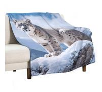 Flannel Throw Blanket - Super Soft Lightweight Throw Blanket Fuzzy Comfy Snow Leopard Mountain Flannel Blankets Warm Plush Throw Blankets for Couch Sofa Bed 60"x80"
