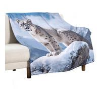 Flannel Throw Blanket - Super Soft Lightweight Throw Blanket Fuzzy Comfy Snow Leopard Mountain Flannel Blankets Warm Plush Throw Blankets for Couch Sofa Bed 50"x60"